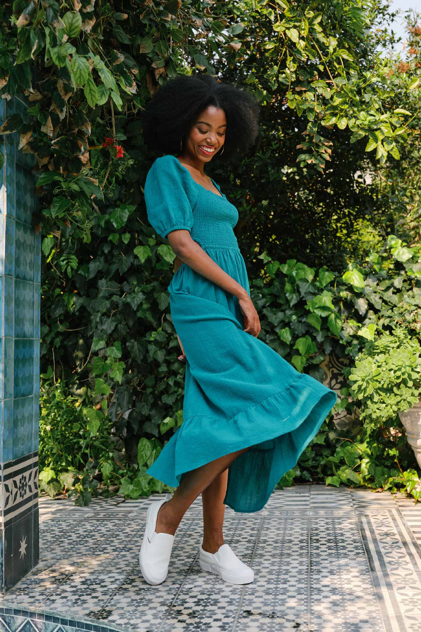 Cutout Detail Dress _ 143333 _ Teal