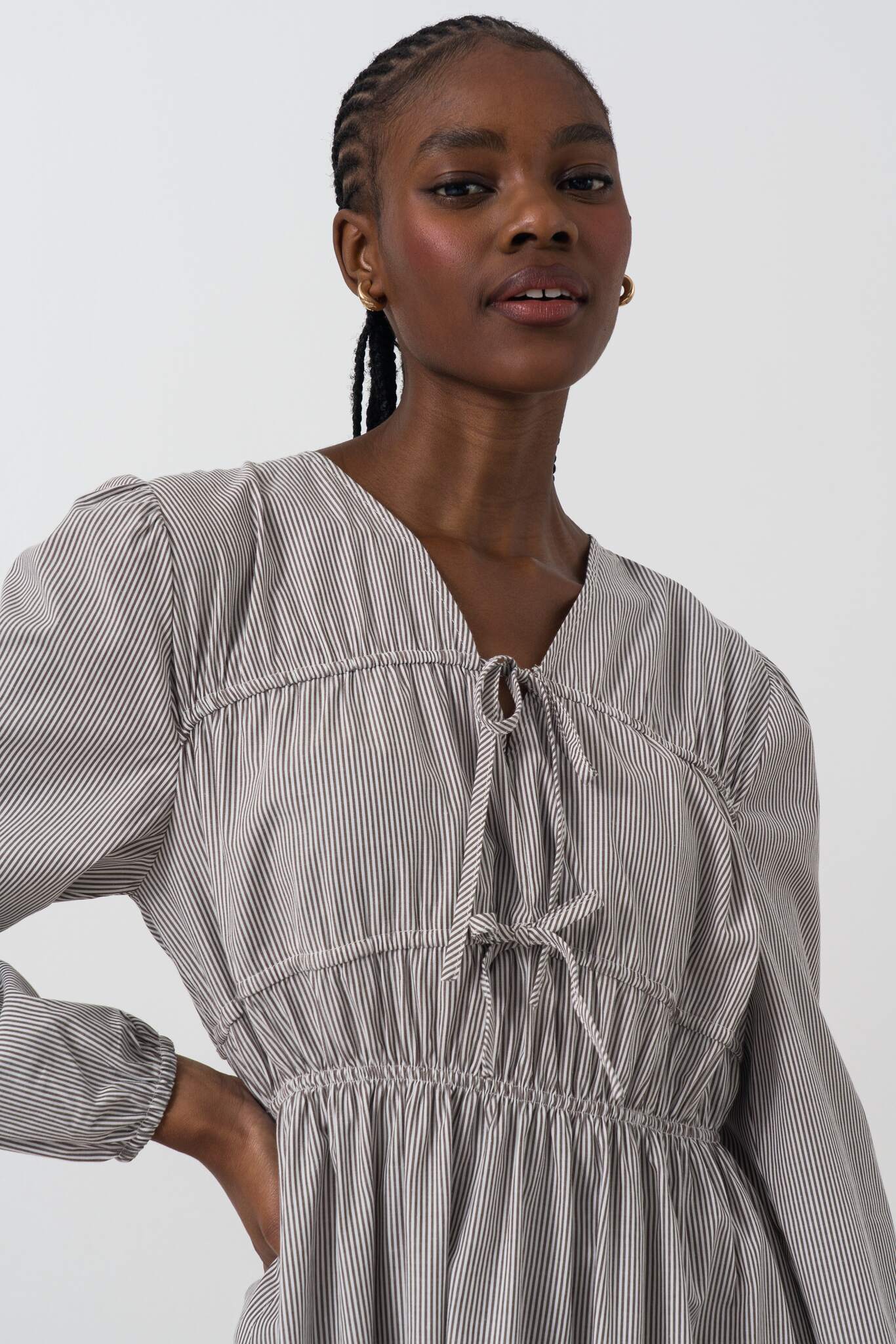 Striped Tunneled Tie Dress