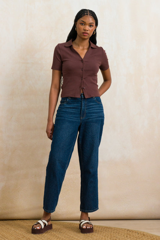 Ribbed Button-Through Golfer