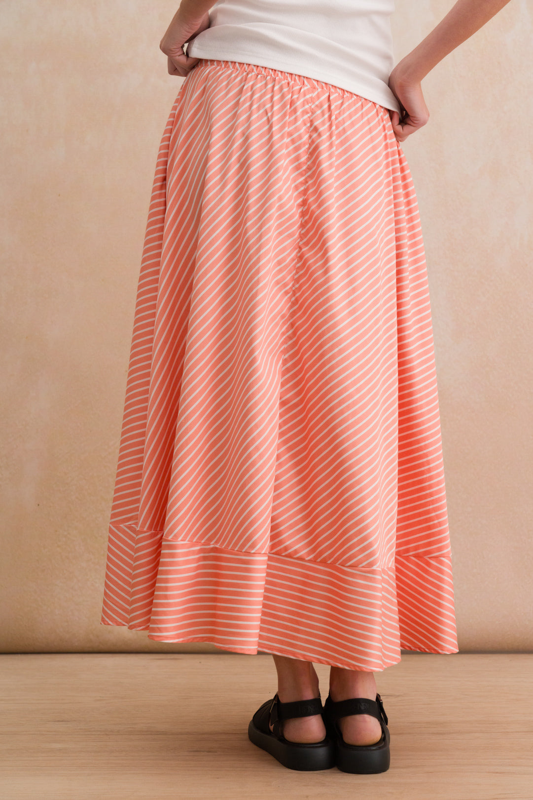 A-line Stripe Midi Skirt