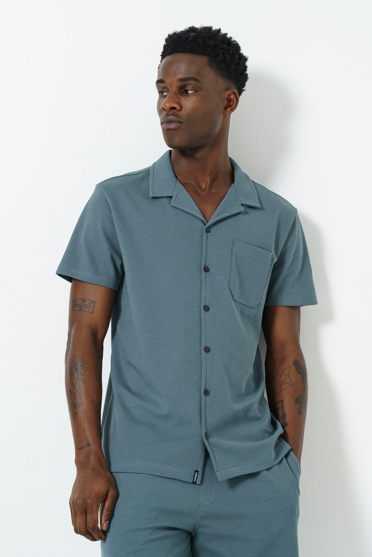 Pique Gladneck Shirt - Petrol