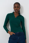 Rib Split-Collar Top