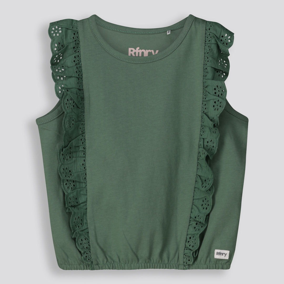 Girls Frill Tee Green