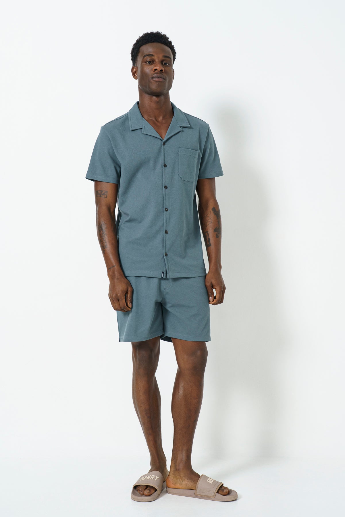 Pique Gladneck Shirt - Petrol