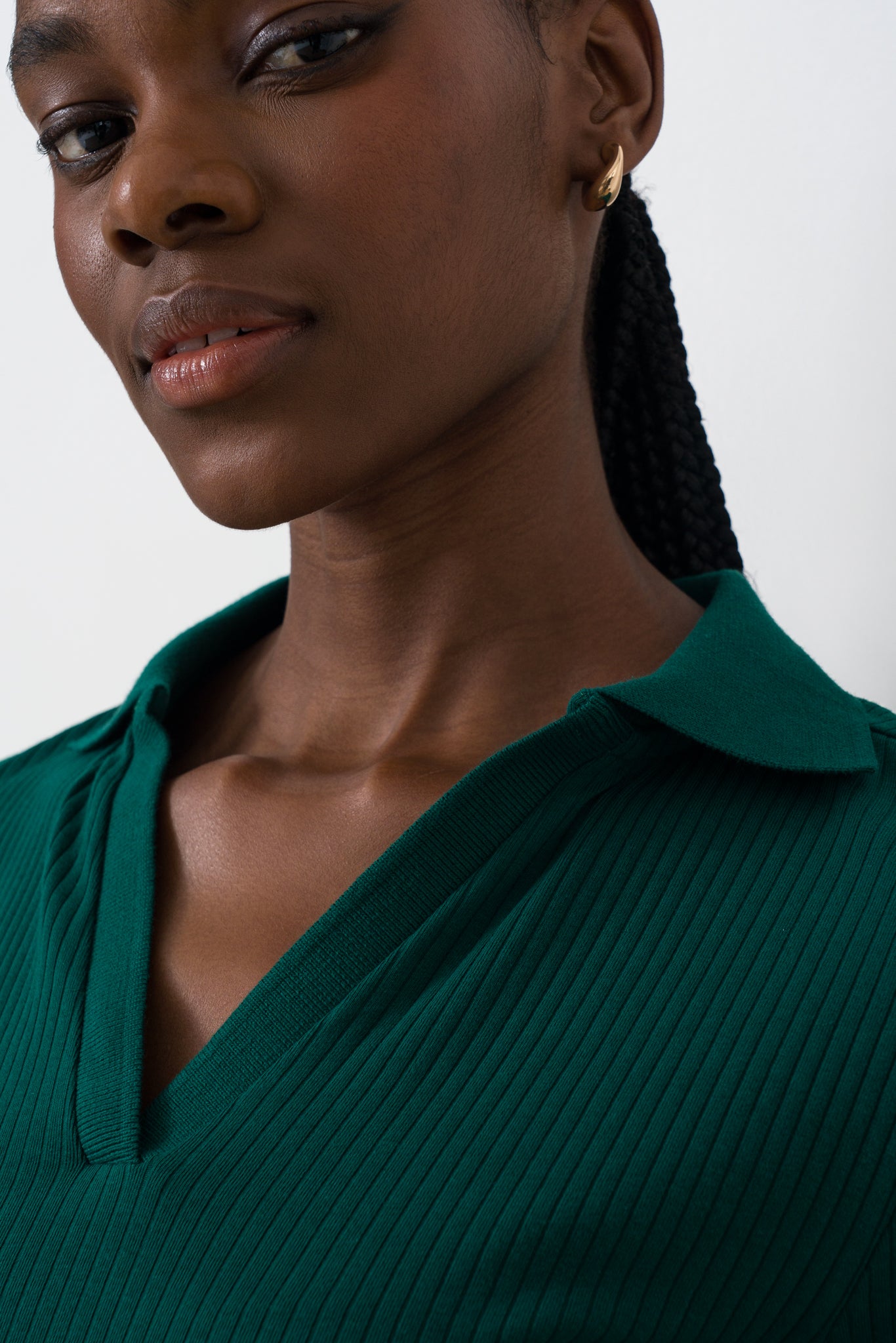 Rib Split-Collar Top