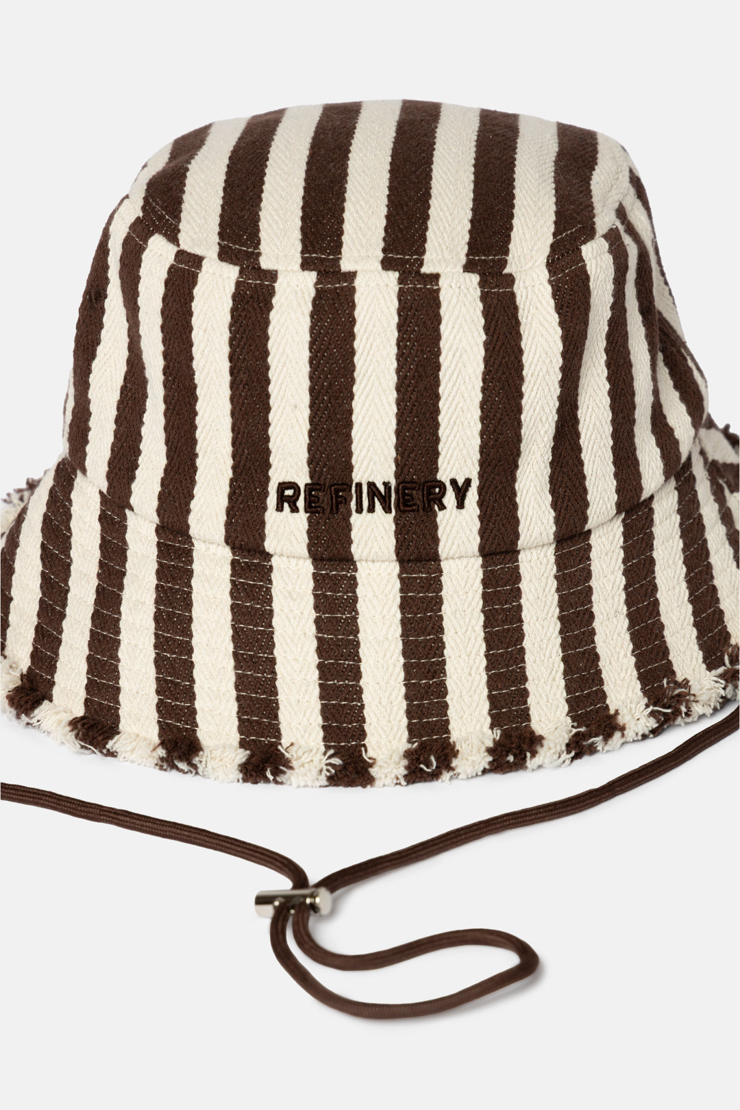 Stripe Frayed Bucket Hat