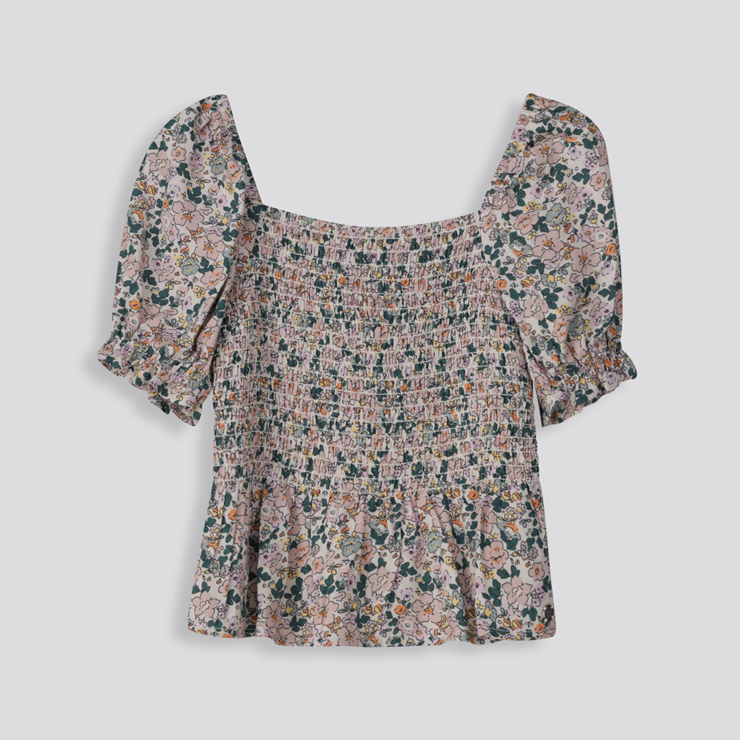 Girls Shirred Puff Sleeve Top 154166 Multi from REFINERY - Main Image