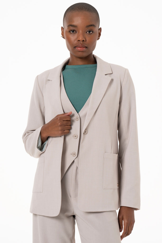 Boxy Blazer _ 138756 _ Stone