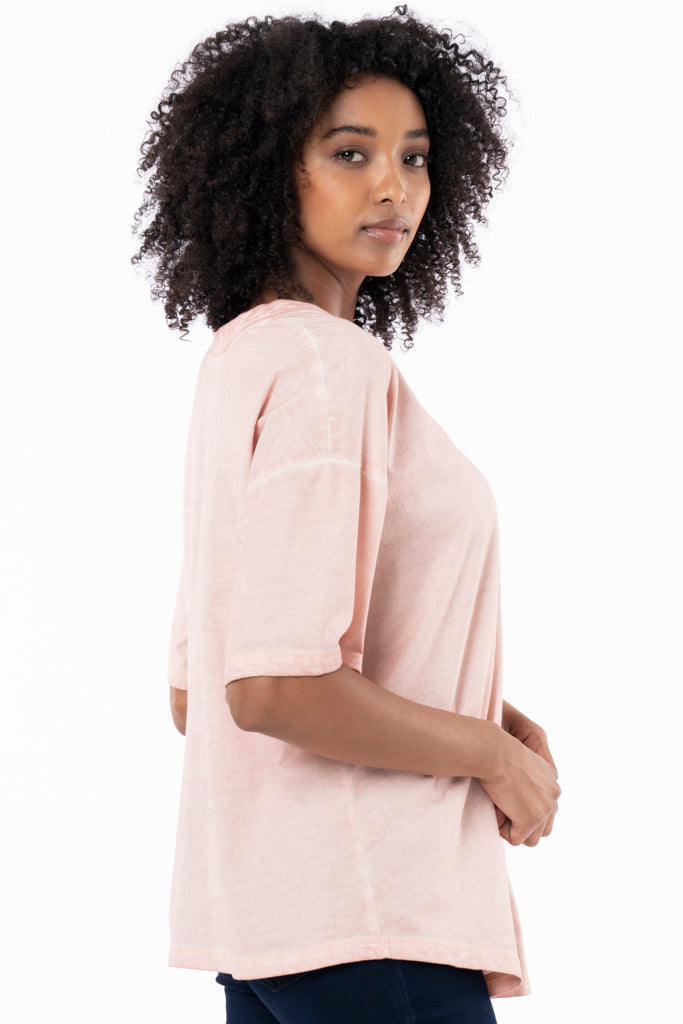 Longer Length T-Shirt _ 132622 _ Light Pink