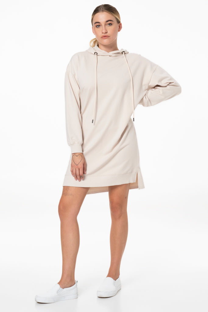 Hooded Sweater Dress _ 137379 _ Cement