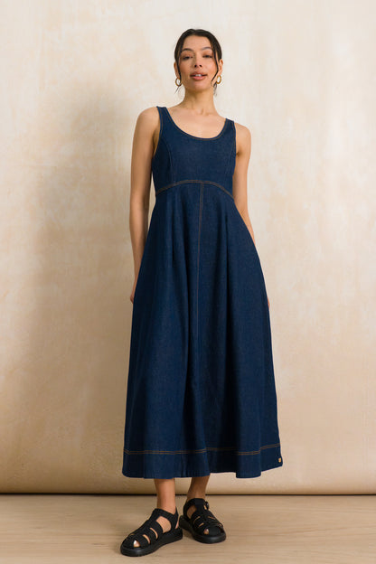 Sleeveless Denim Midi Dress