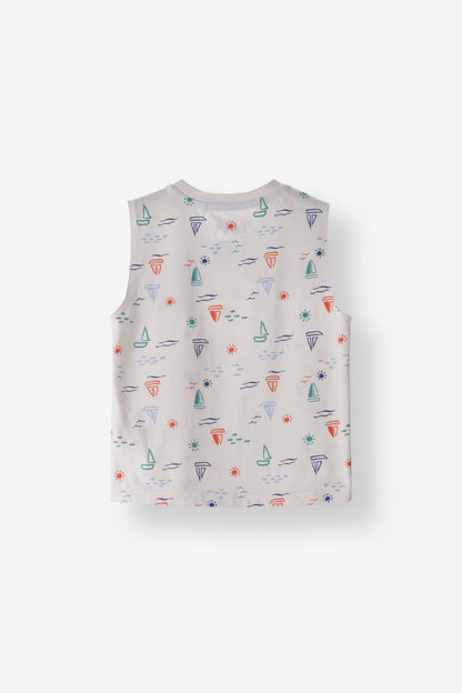 Regular Fit Sailboat Print Tank