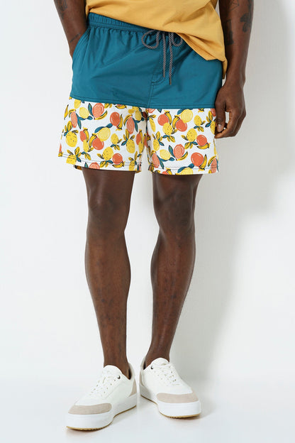 Fruit Print Pool Short - Teal