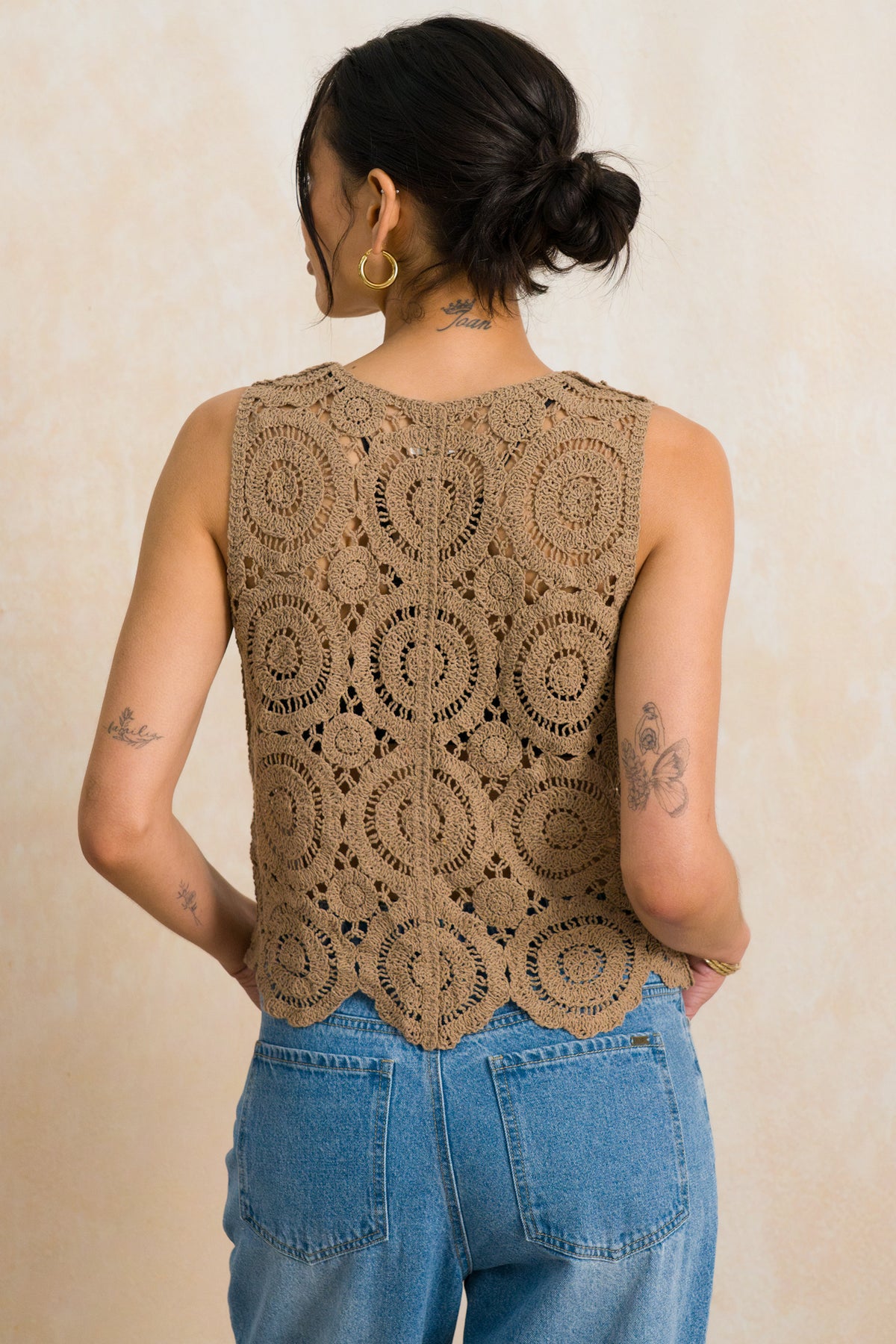 Crocheted Front Tie Vest
