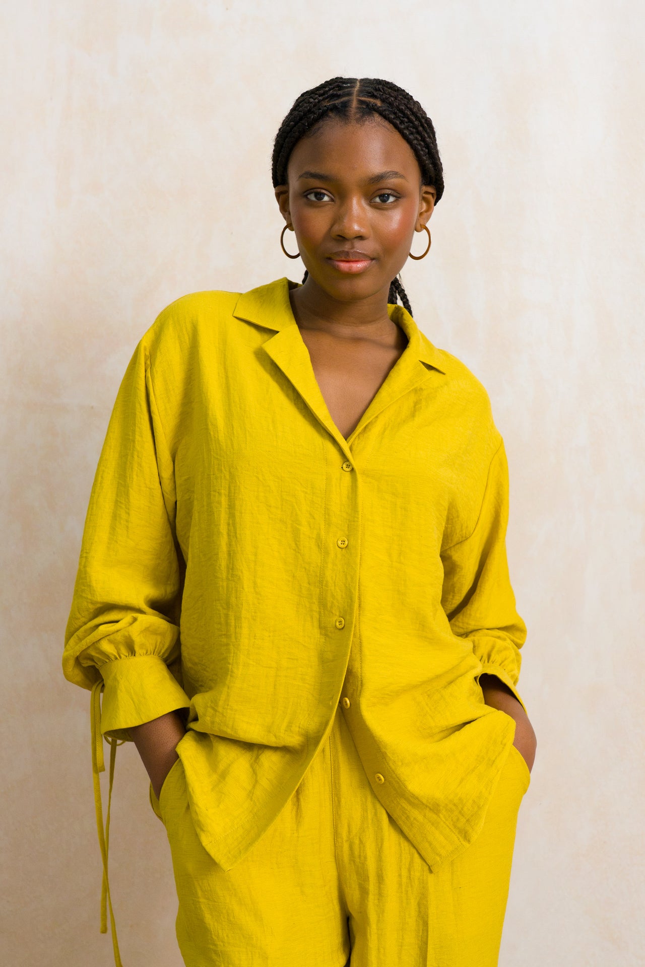 Relaxed Fit Tie Cuff Shirt