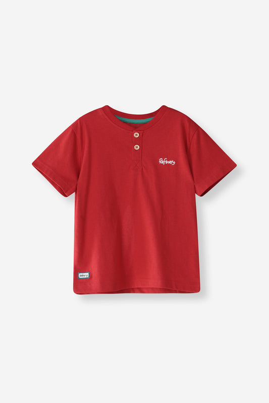 Boys Henley T-Shirt - Red