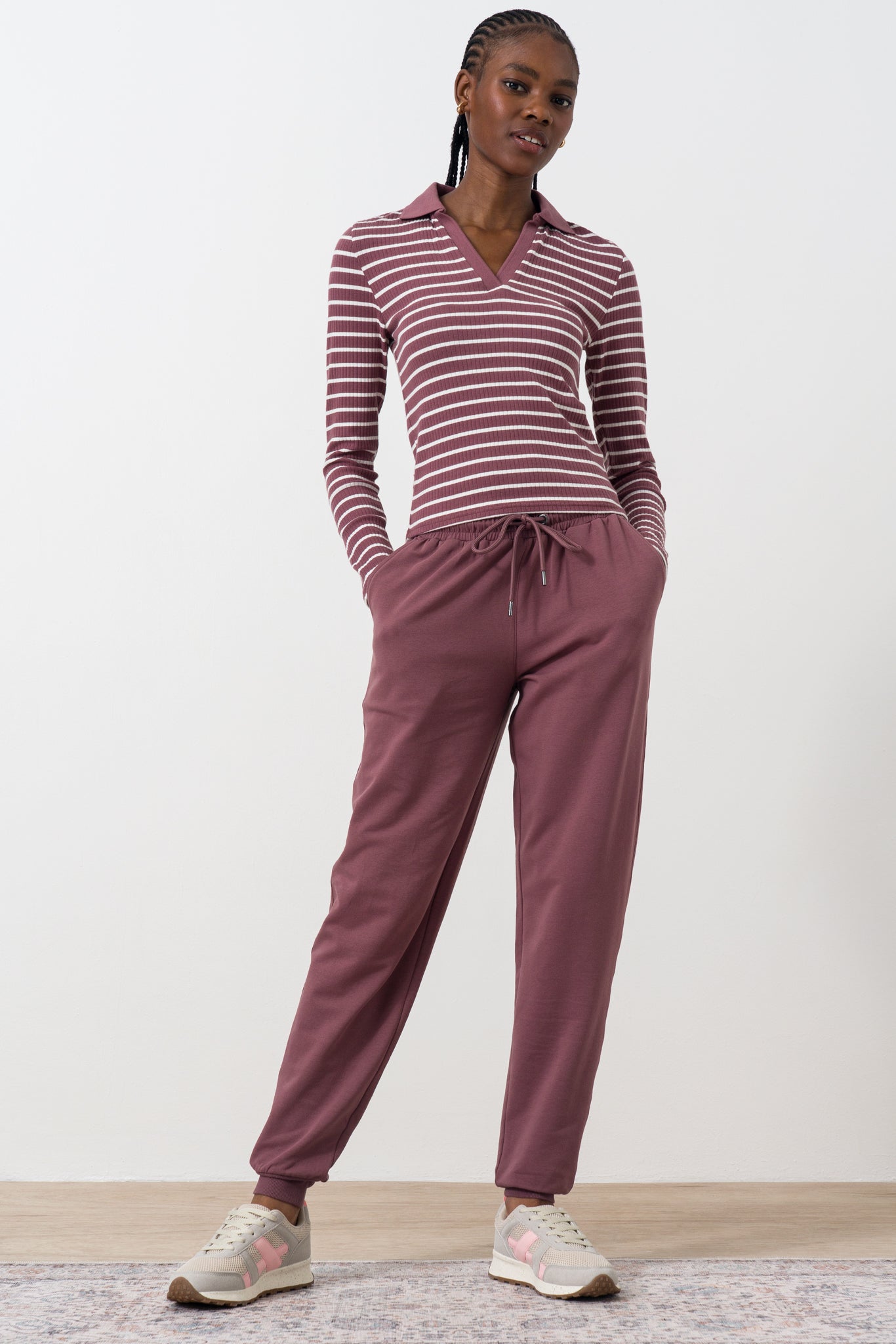 Long-Sleeve-Rib-Spilt-Collar-Top-1