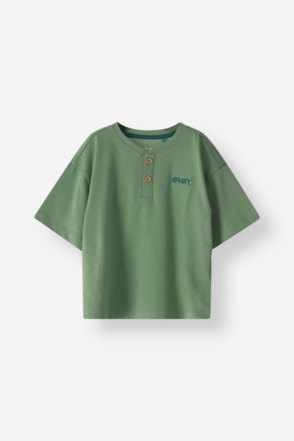 Loose Fit Henley Neck Tee