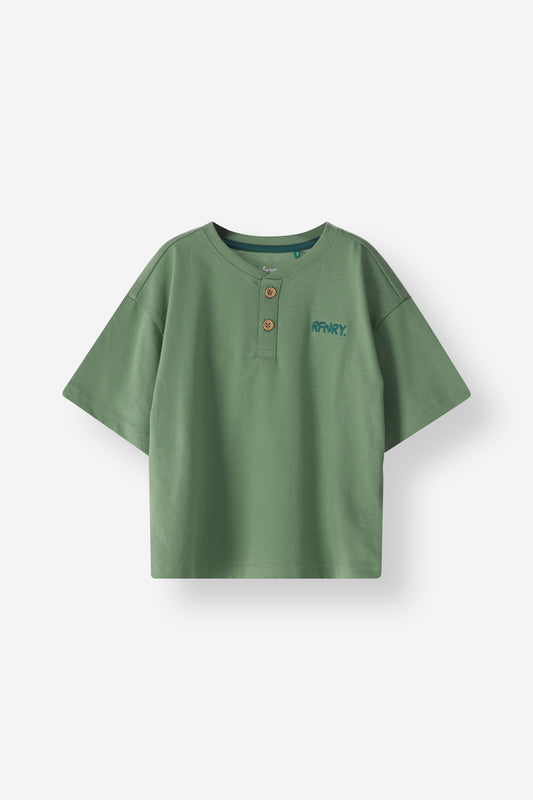 Loose Fit Henley Neck Tee