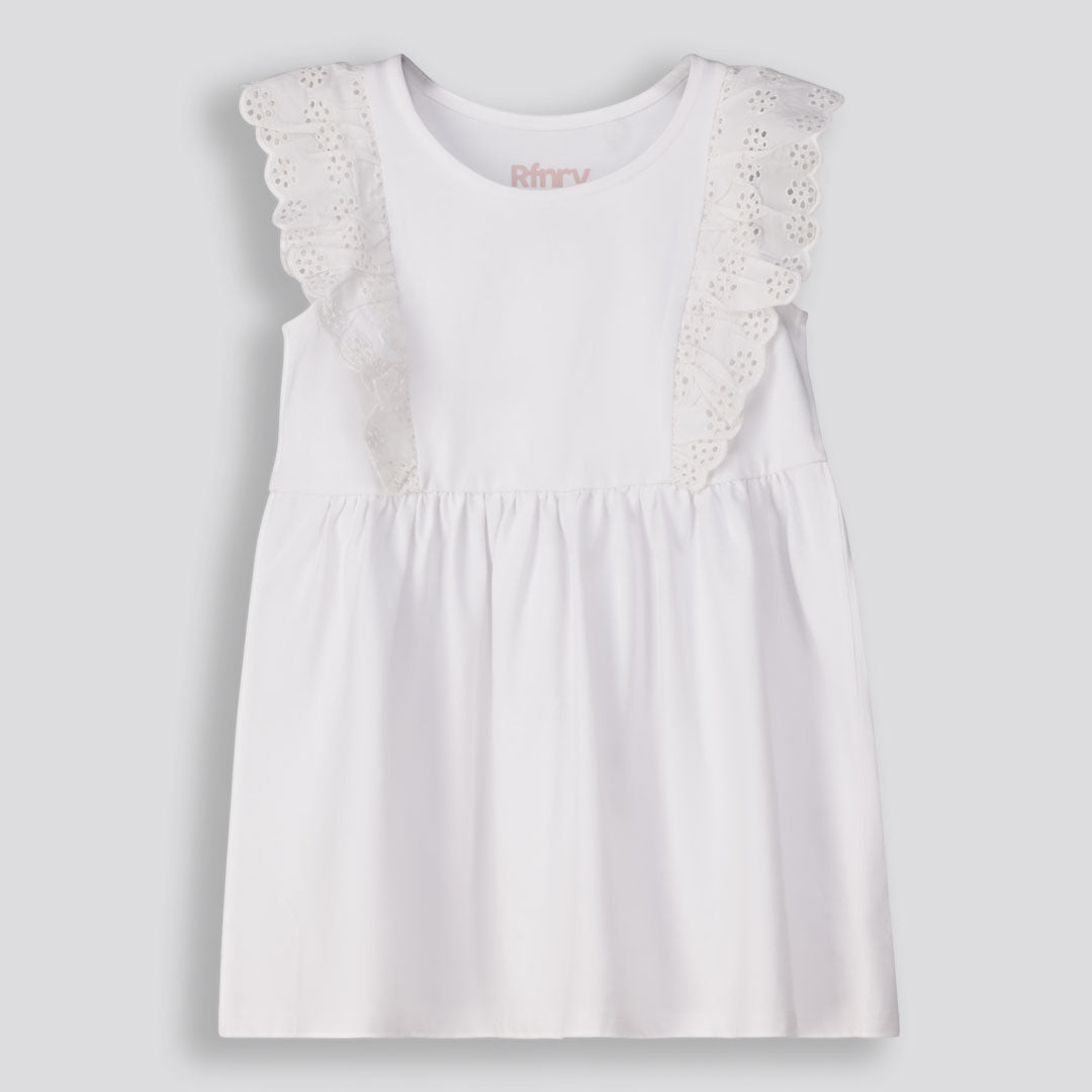 Girls Short Flare Dress _ 153122 _ Optic White