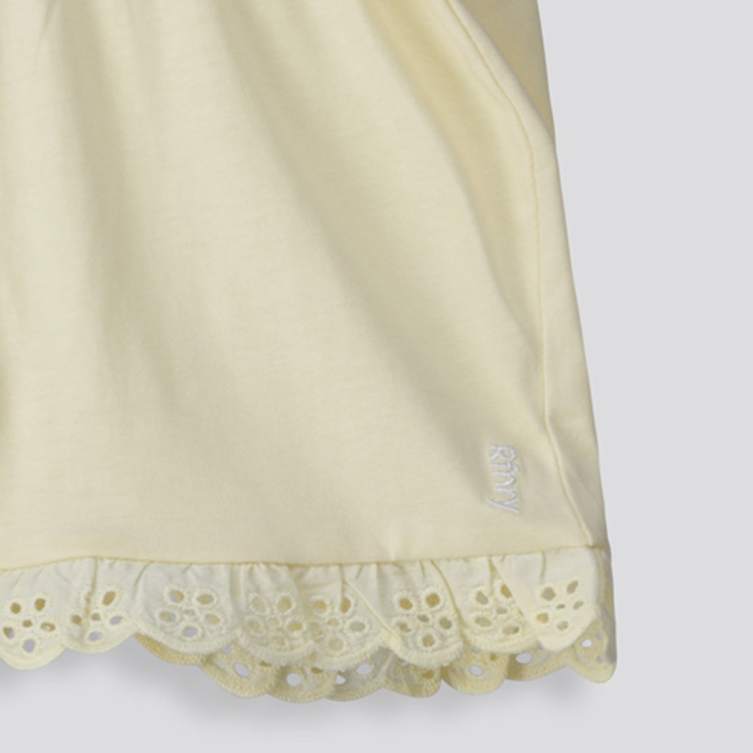 Girls Frill Edge Shorts _ 153249 _ Yellow