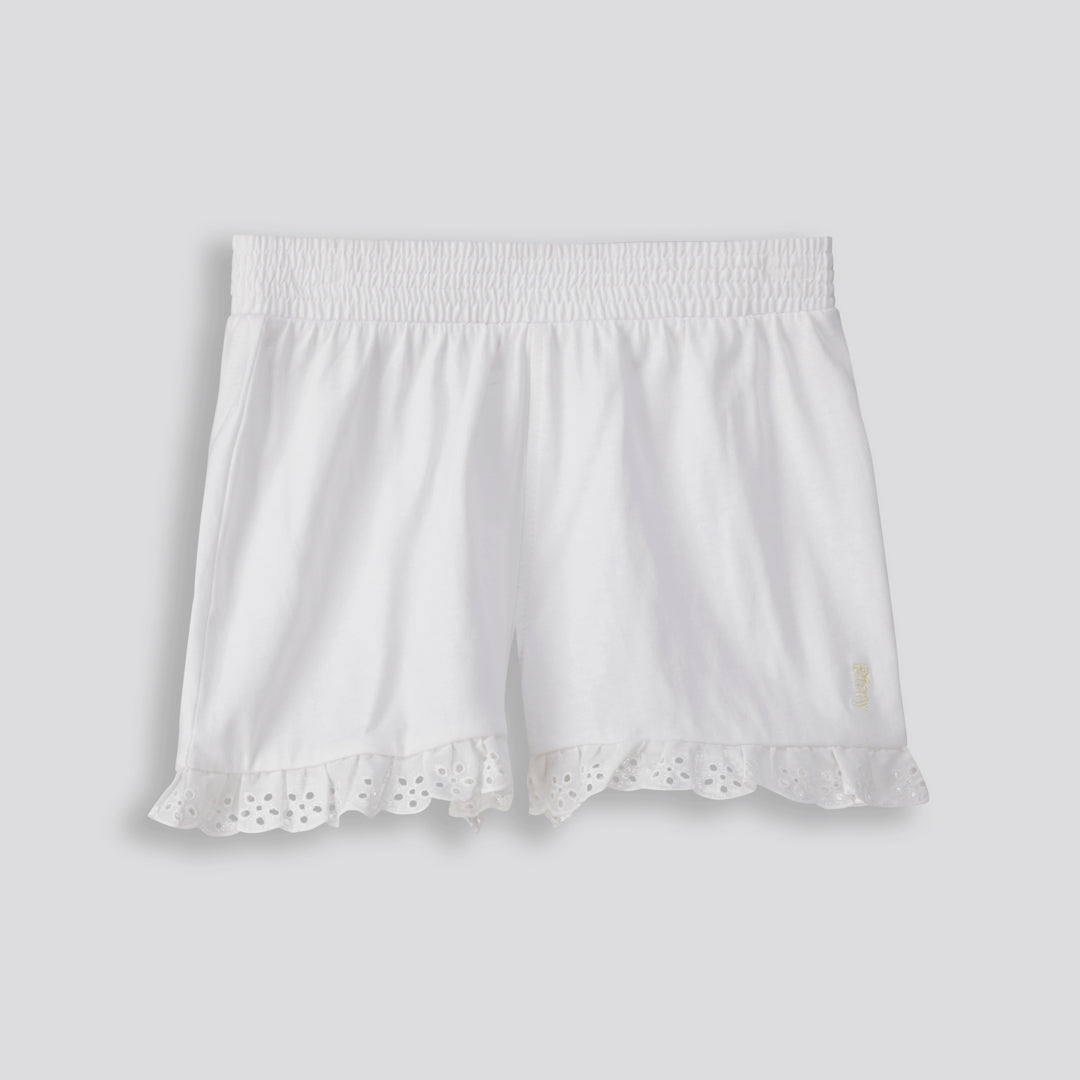 Girls Frill Edge Shorts _ 153251 _ Optic White