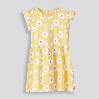 Girls Flutter Sleeve Dress _ 153256 _ Yellow
