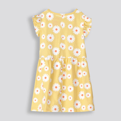 Girls Flutter Sleeve Dress _ 153256 _ Yellow