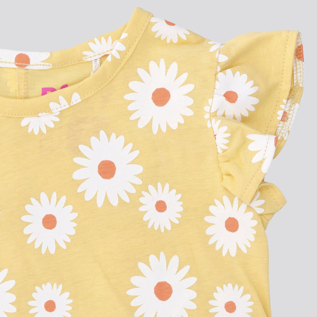 Girls Flutter Sleeve Dress _ 153256 _ Yellow