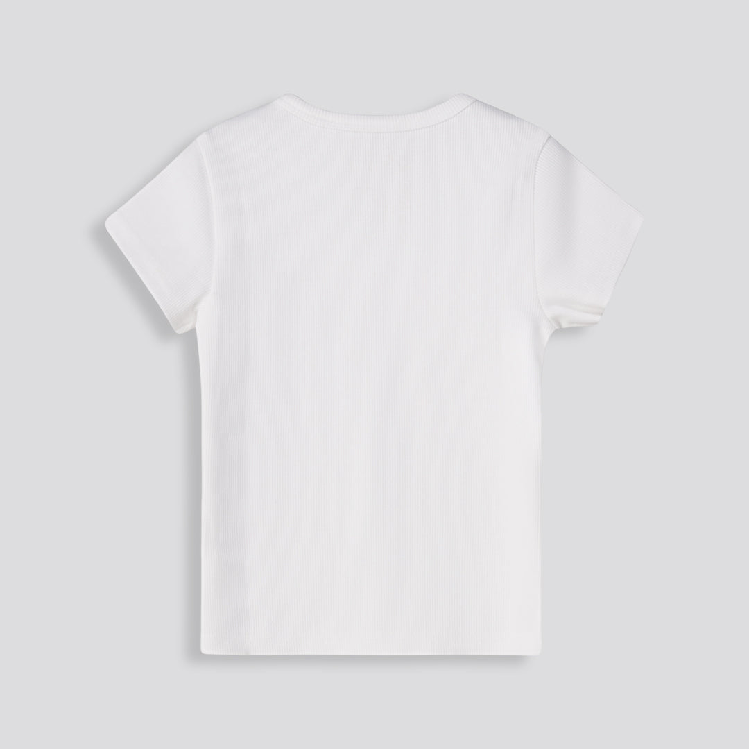 Girls Ribbed Tee _ 153409 _ Optic White