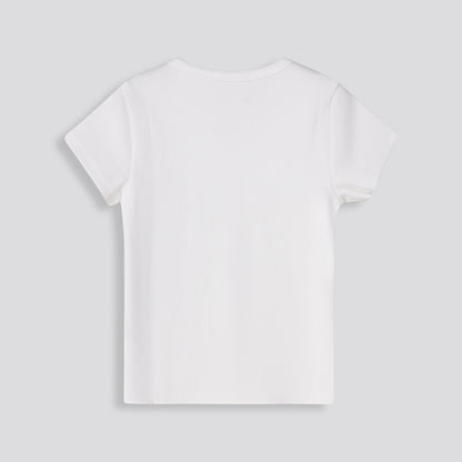 Girls Ribbed Tee _ 153409 _ Optic White