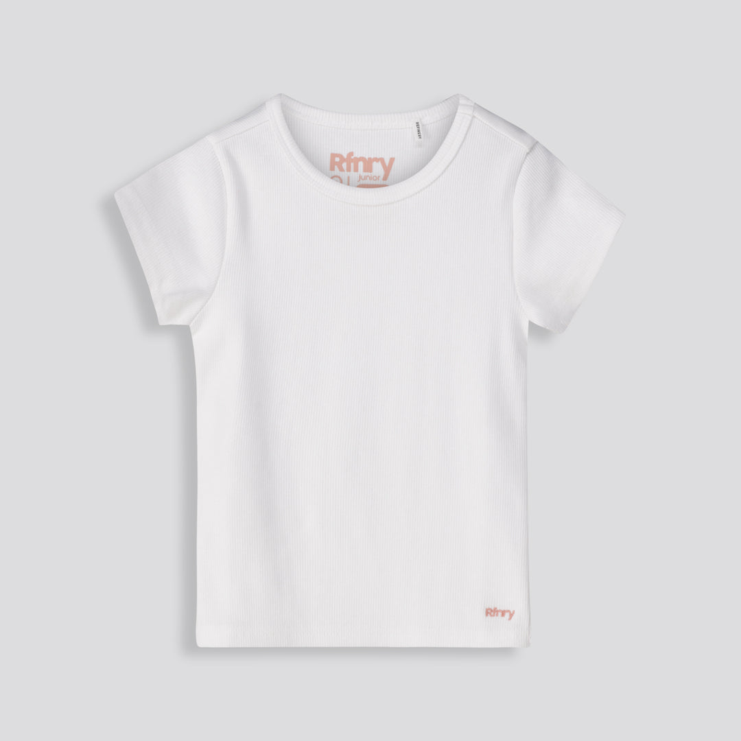 Girls Ribbed Tee _ 153409 _ Optic White