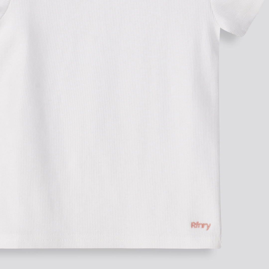 Girls Ribbed Tee _ 153409 _ Optic White