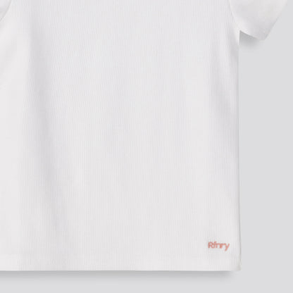 Girls Ribbed Tee _ 153409 _ Optic White
