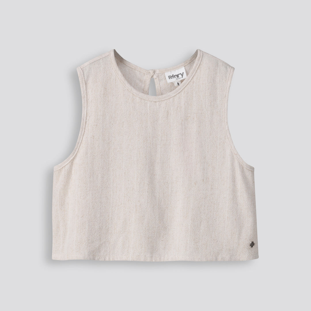 Girls Linen-Like Top _ 153427 _ Natural