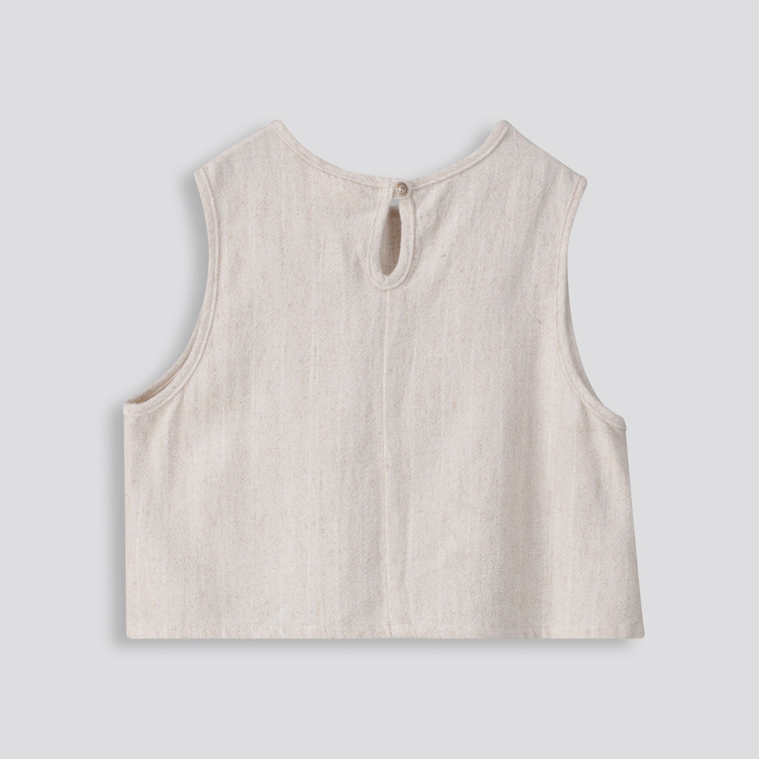 Girls Linen-Like Top _ 153427 _ Natural