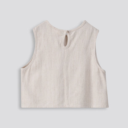 Girls Linen-Like Top _ 153427 _ Natural