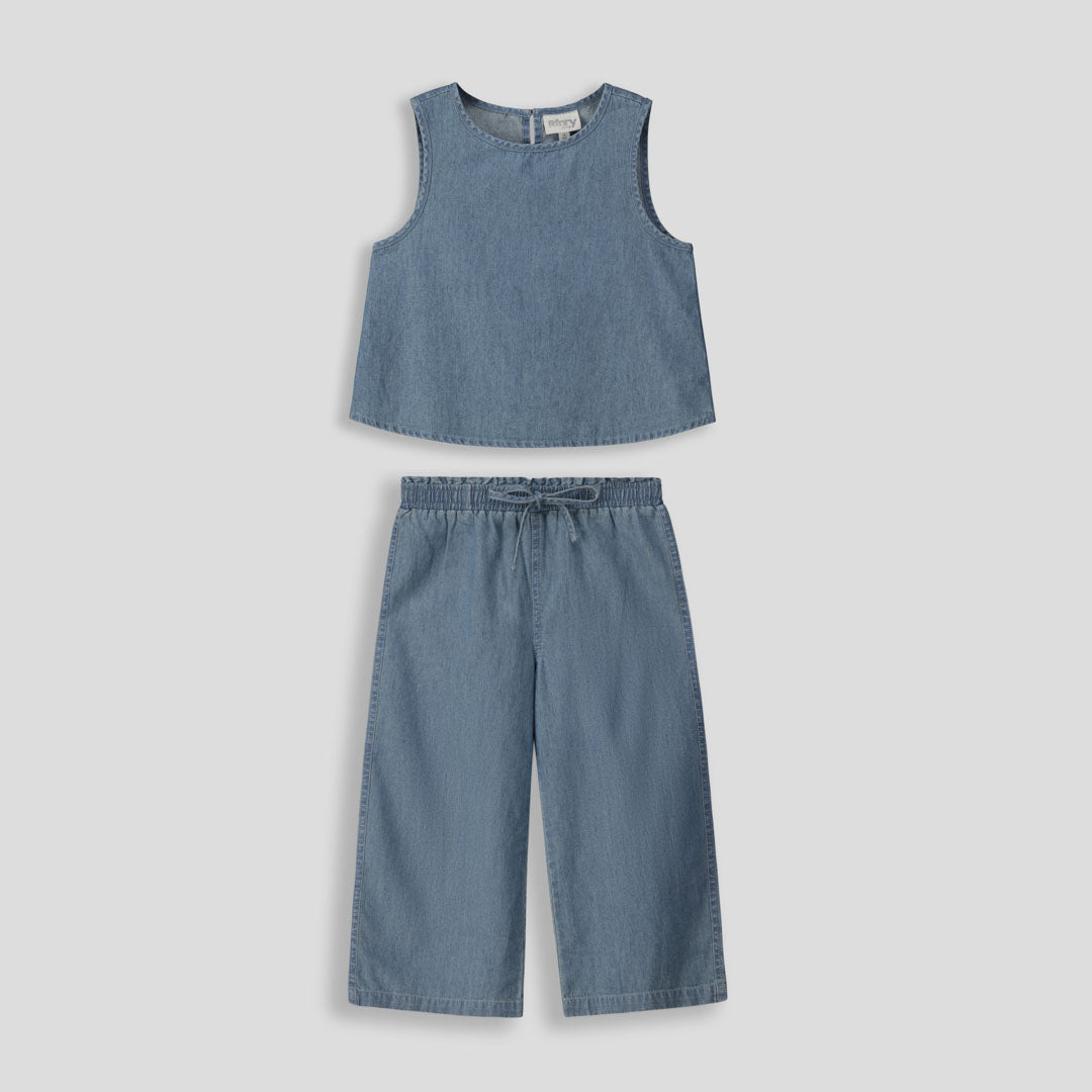 Girls Wide Leg Pants _ 153578 _ Mid Wash