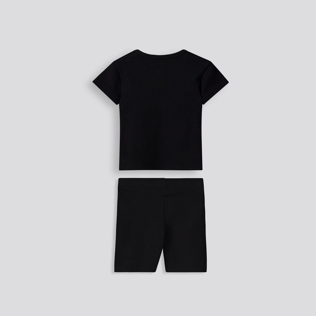 Girls Ribbed Cycle Shorts _ 153529 _ Black