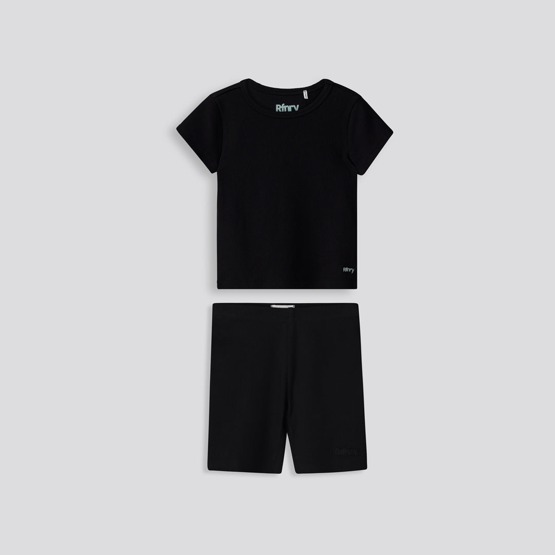 Girls Ribbed Cycle Shorts _ 153529 _ Black