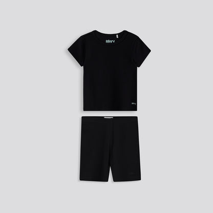 Girls Ribbed Cycle Shorts _ 153529 _ Black
