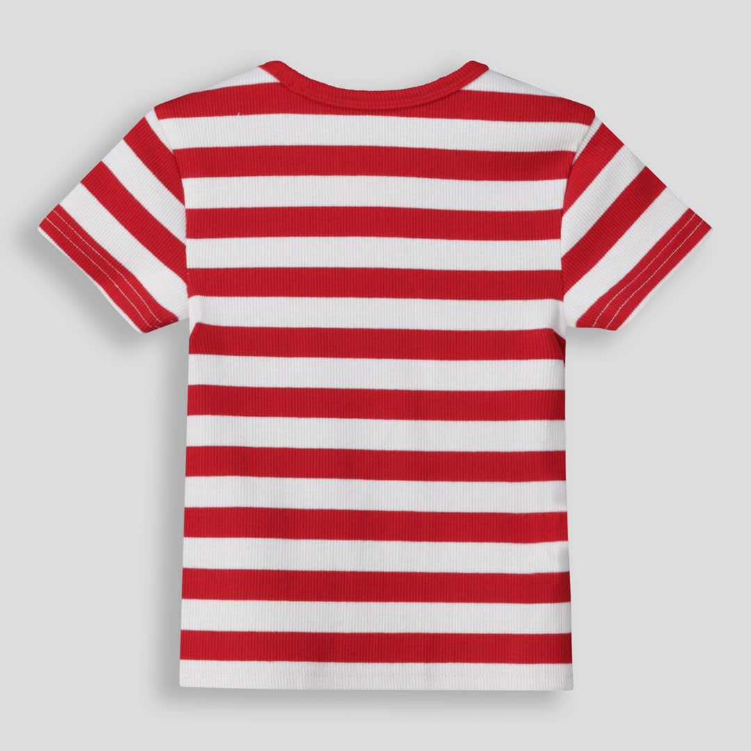 Girls Ribbed Tee _ 154813 _ Red