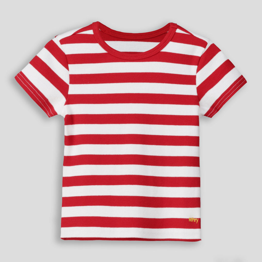 Girls Ribbed Tee _ 154813 _ Red