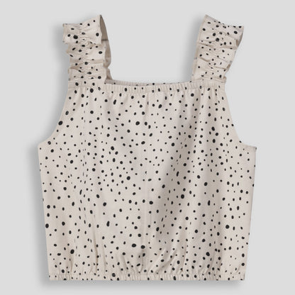 Girls Frill Sleeve Top _ 154818 _ Stone