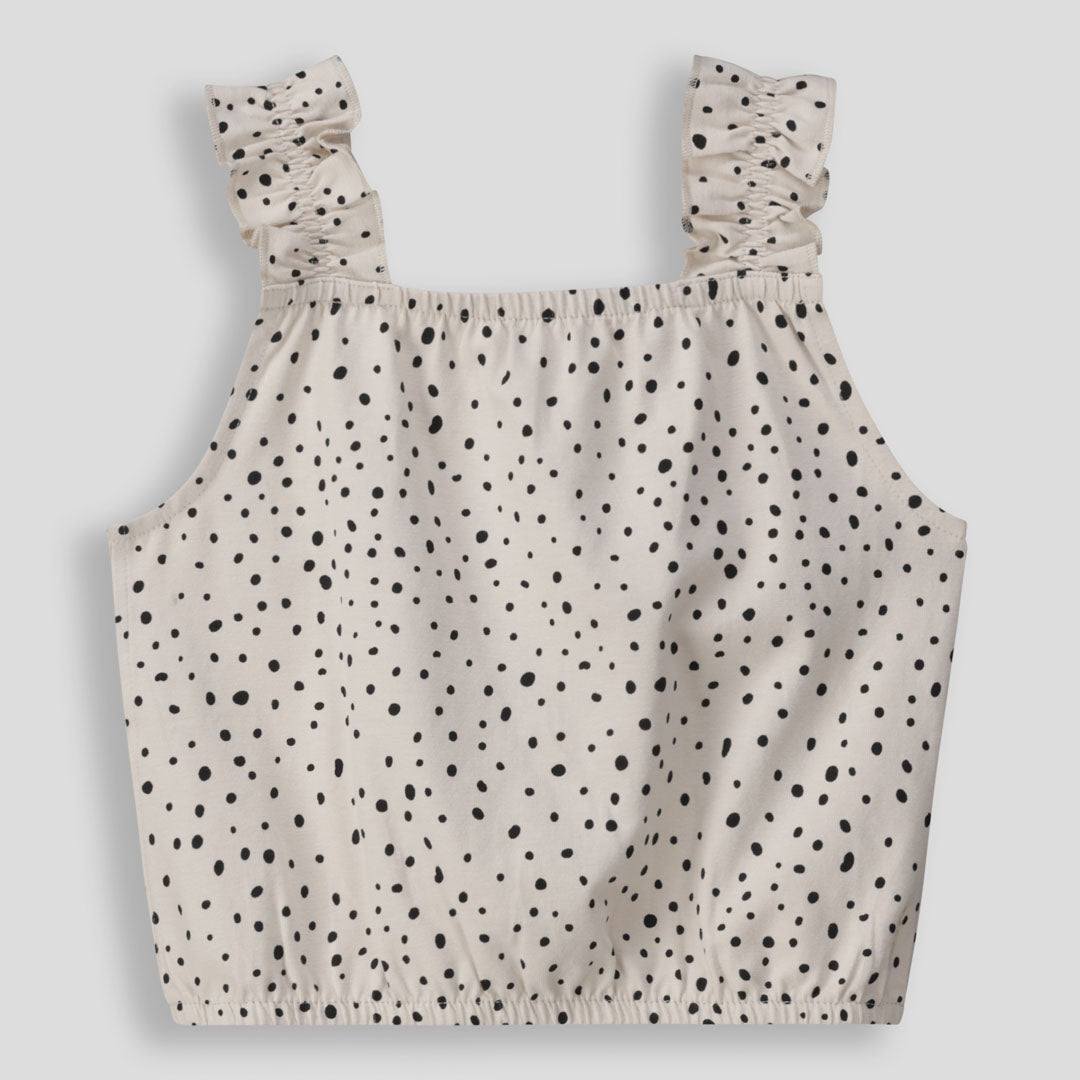Girls Frill Sleeve Top _ 154818 _ Stone