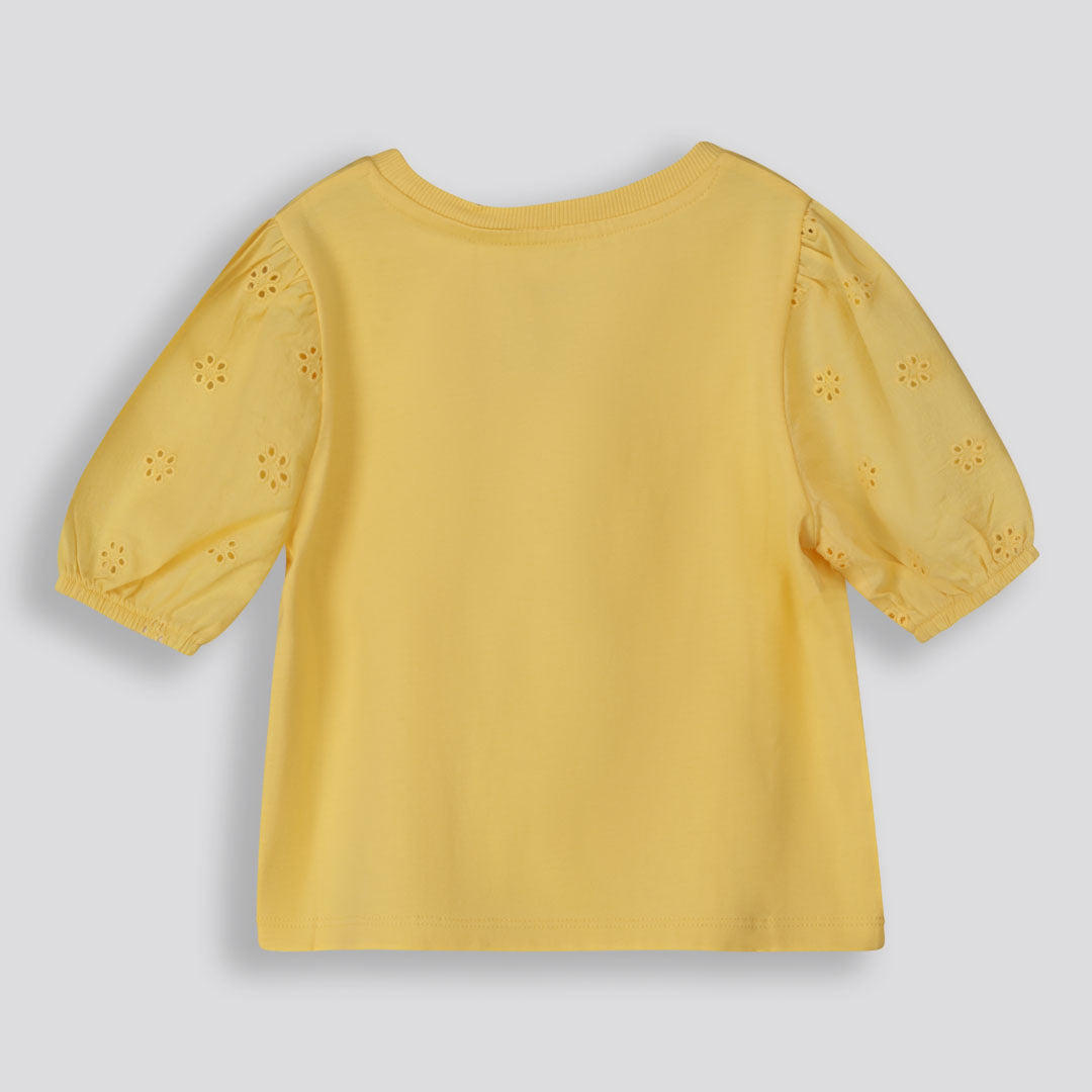 Girls Puff Sleeve Tee _ 155111 _ Yellow
