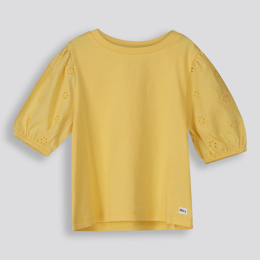 Girls Puff Sleeve Tee _ 155111 _ Yellow
