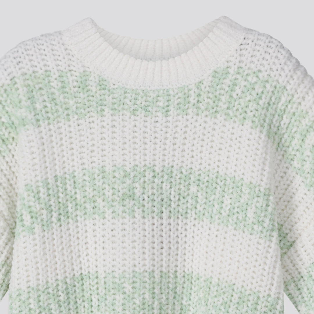 Girls Striped Green Jumper _ 158505 _ Sage