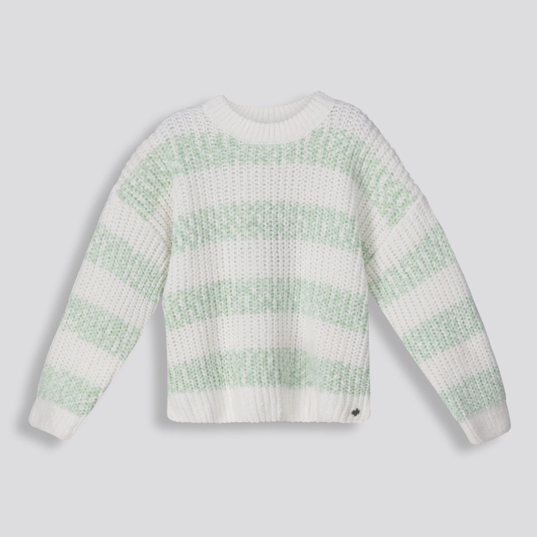 Girls Striped Green Jumper _ 158505 _ Sage