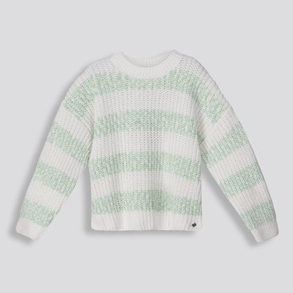 Girls Striped Green Jumper _ 158505 _ Sage